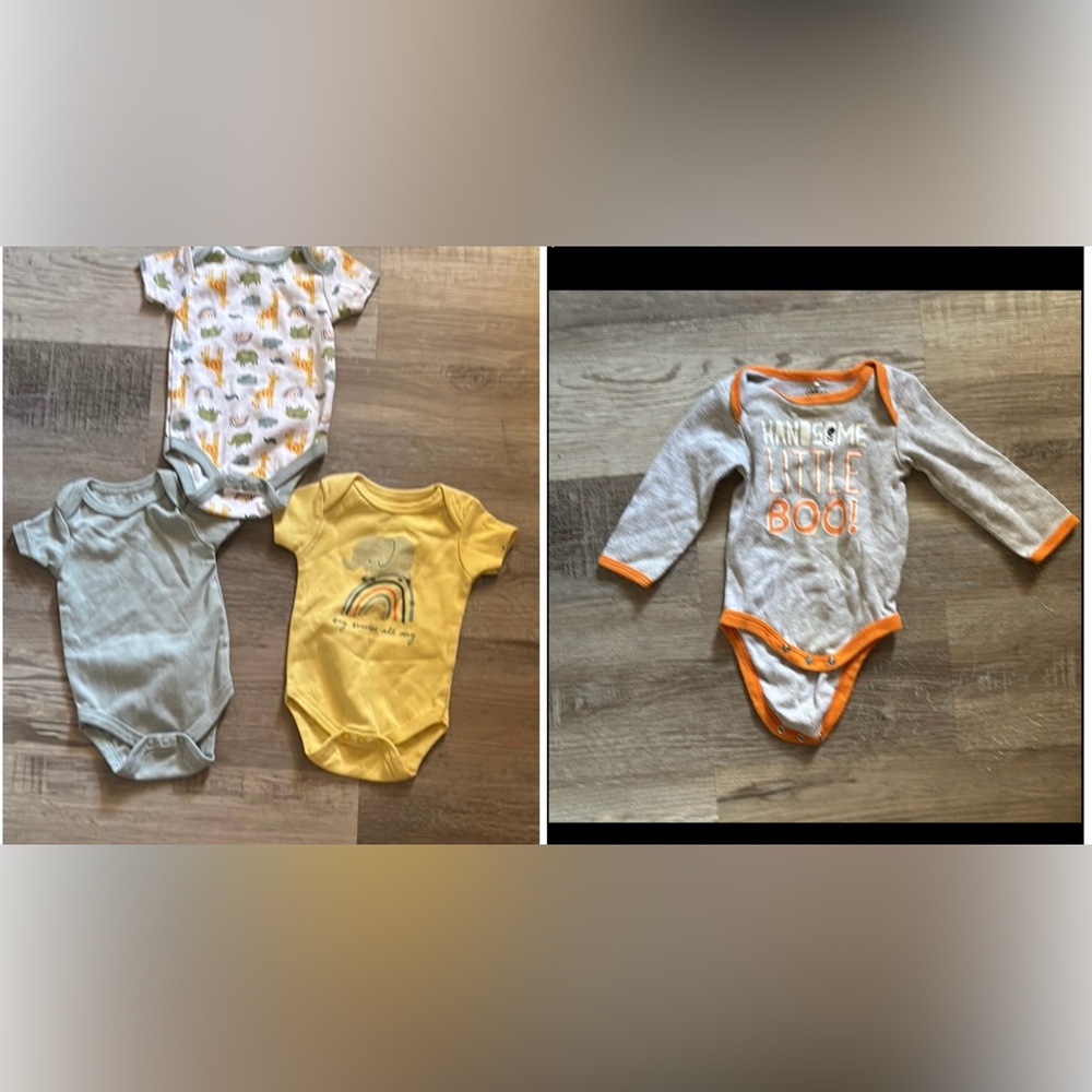 Chick Pea Yellow and Gray Bodysuit Bundle with Playful Designs